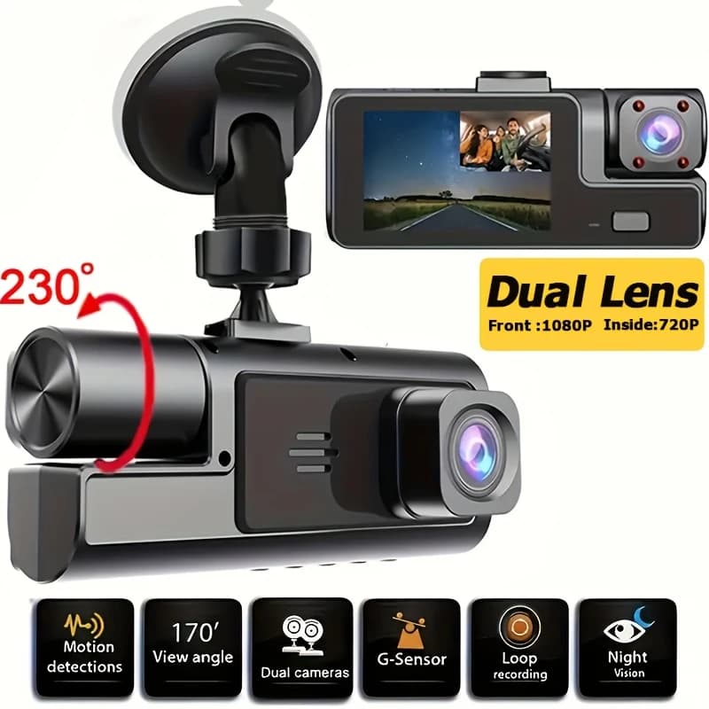 Dual Dash Cam Front and Inside 1080p HD Car Camera
